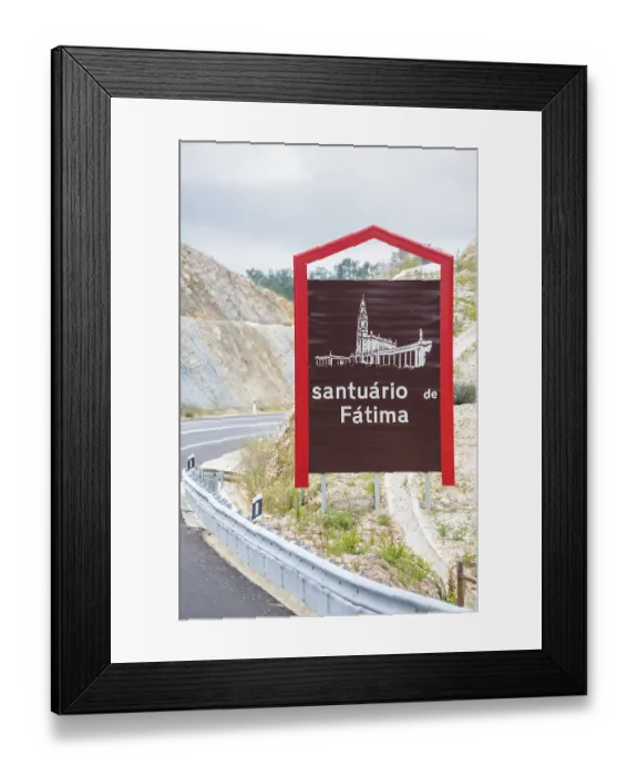 Framed Print : Town entrance sign of the pilgrimage town Fatima