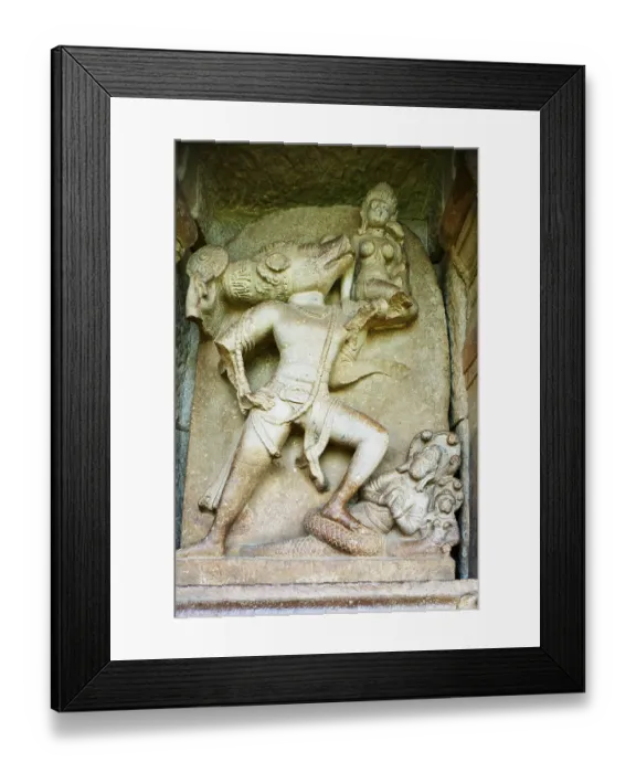 Framed Print : Corridor statue in Durga temple 7th century Framed Print : Corridor statue in Durga temple 7th century