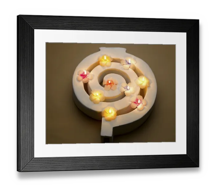 Framed Print : Decorated wax lamps in flower shape on diwali festival