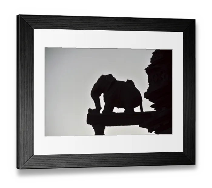 Framed Print : Sculpture of elephant on vamana temple Khajuraho madhya pradesh india
