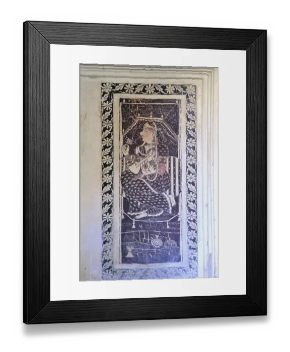 Framed Print : Queen painting orchha wall in lakshmi narayan temple madhya pradesh india