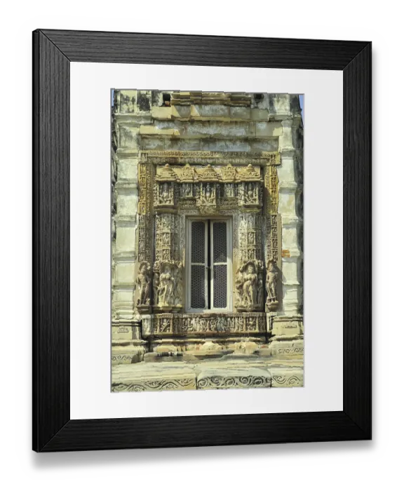 Framed Print : Intricately carved doorway of parvati temple Khajuraho madhya pradesh india