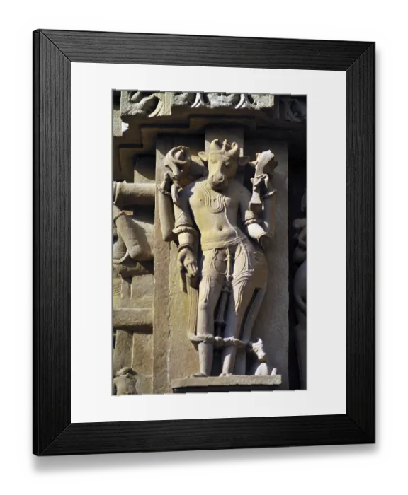 Framed Print : Nandi on wall of chitragupta temple Khajuraho madhya pradesh india