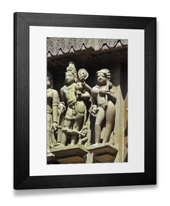 Framed Print : Khajuraho vishnu on wall of lakshmana temple madhya pradesh india