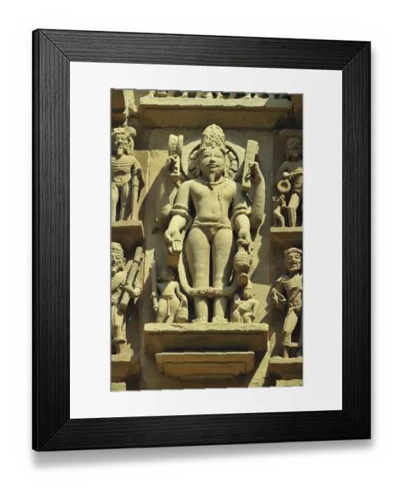 Framed Print : Khajuraho agni devta on wall of lakshmana temple madhya pradesh india