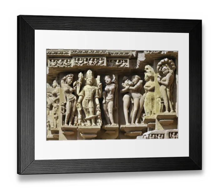 Framed Print : Khajuraho mithuna couples on wall of lakshmana temple madhya pradesh India