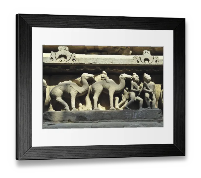 Framed Print : Battle on lakshmana temple Khajuraho madhya pradesh India
