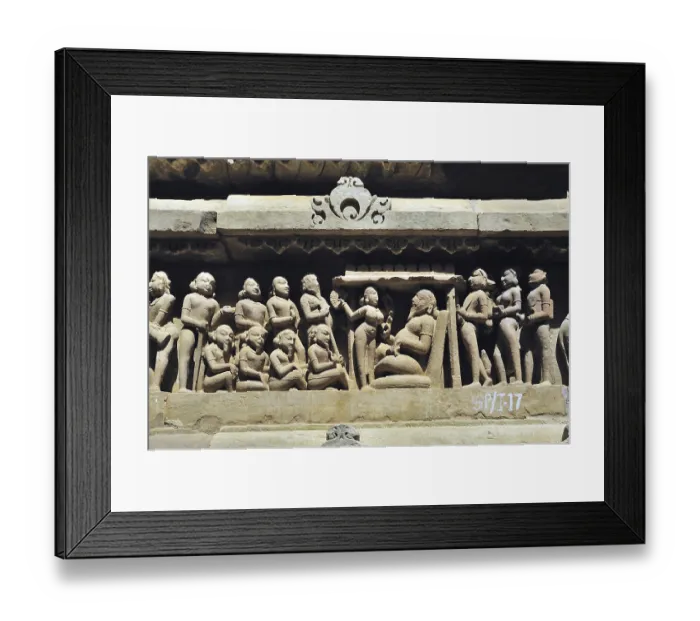 Framed Print : Khajuraho authority with acolytes on lakshmana temple madhya pradesh India