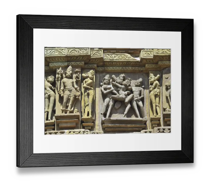 Framed Print : Khajuraho mithuna couples on wall of lakshmana temple madhya pradesh India