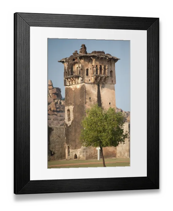 Framed Print : Decorated bastion on the fore corner at lotus mahal Framed Print : Decorated bastion on the fore corner at lotus mahal