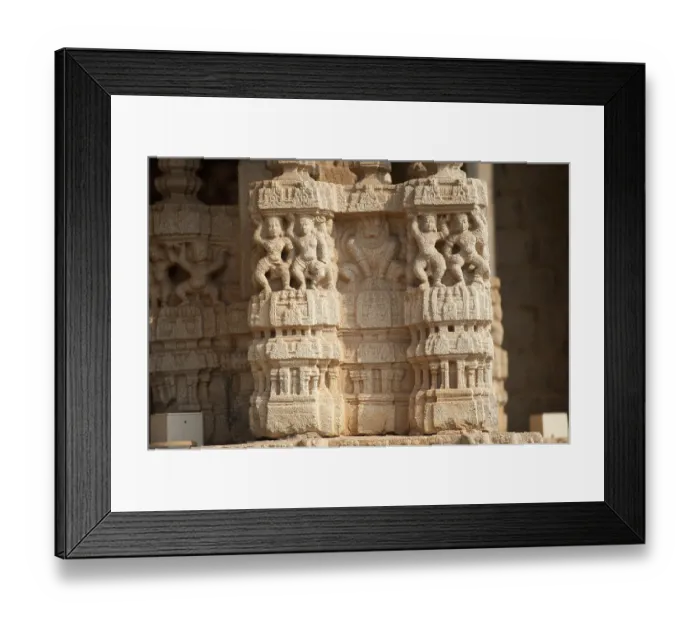 Framed Print : Decorative pillars carving at vitthal temple