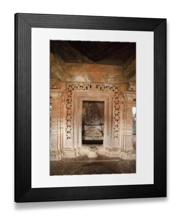 Framed Print : Decorative pillars and walls of kamala narayana temple in degaon