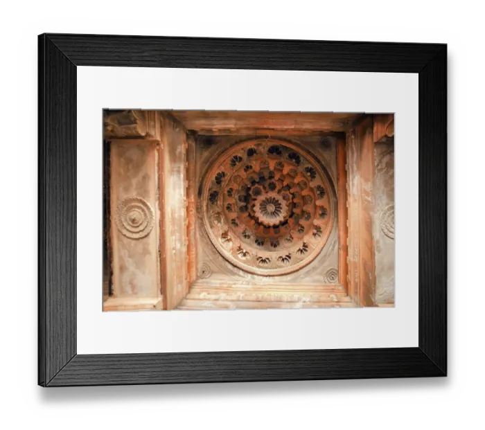 Framed Print : Carved stone wheel at kamala narayana temple in degaon Framed Print : Carved stone wheel at kamala narayana temple in degaon