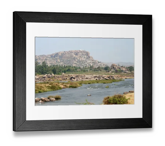 Framed Print : Anjani hill on the bank of tungabhadhra river