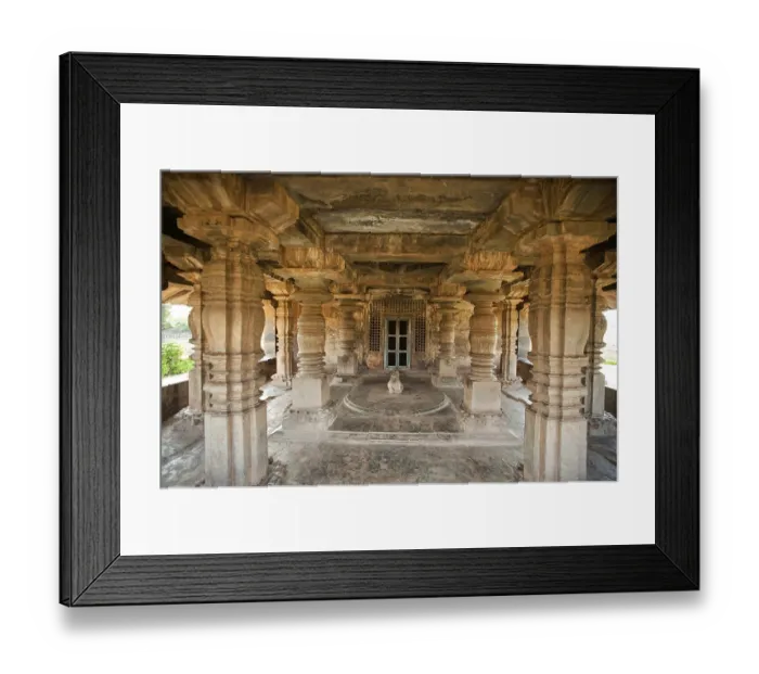 Framed Print : Decorative pillars of somnath temple at dambal