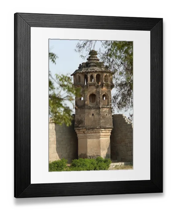 Framed Print : Decorated bastion on the fore corner at lotus mahal