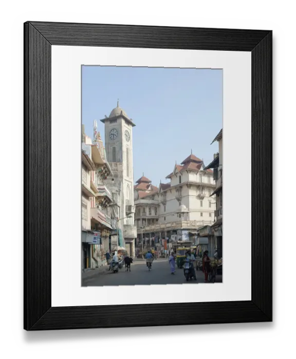 Framed Print : Clock tower near jain swaminarayan temple