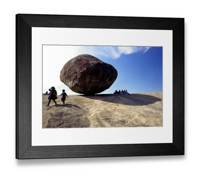 Framed Print : Krishna butter ball natural boulder