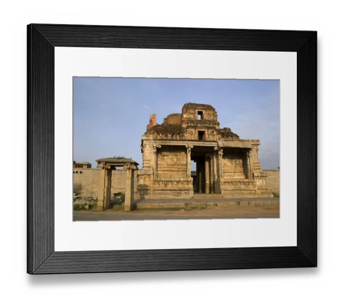 Framed Print : Krishna temple entrance gopuram erected in 1515 AD by King Krishnadevaraya in Hampi