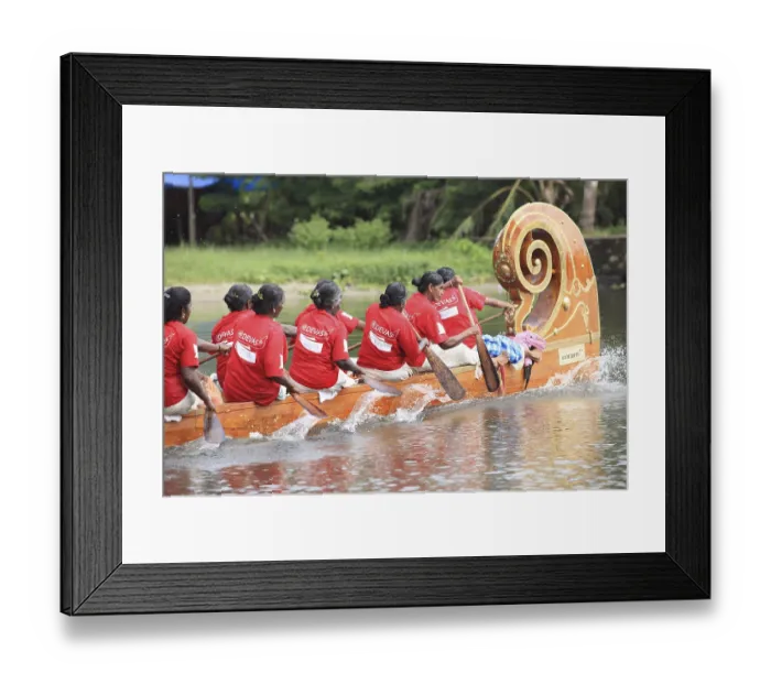 Framed Print : Boat race on punnamada lake, Alleppey