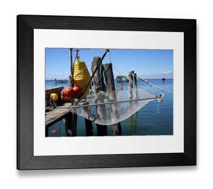 Framed Print : View of fishing nets, Venetian Lagoon