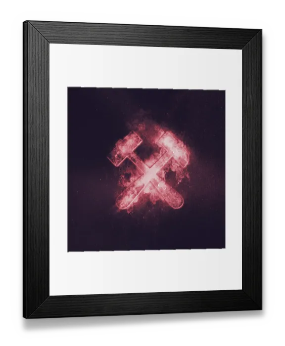 Framed Print : Hammer and pick, sign for mining