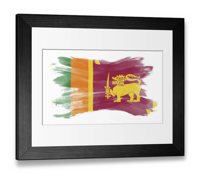 Framed Print : Sri Lanka flag brush stroke, national flag on white background Framed Print : Sri Lanka flag brush stroke, national flag on white background