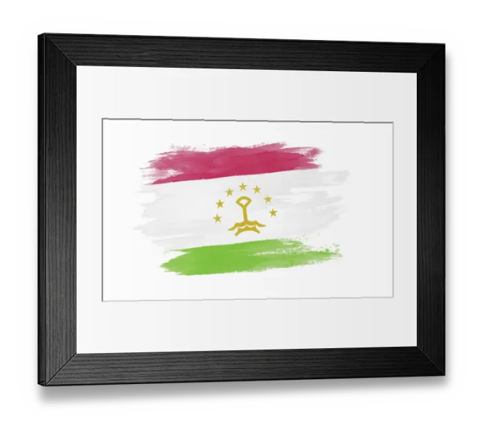 Framed Print : Tajikistan flag brush stroke, national flag on white background Framed Print : Tajikistan flag brush stroke, national flag on white background