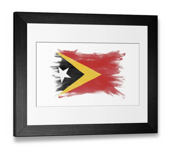 Framed Print : East Timor flag brush stroke, national flag on white background