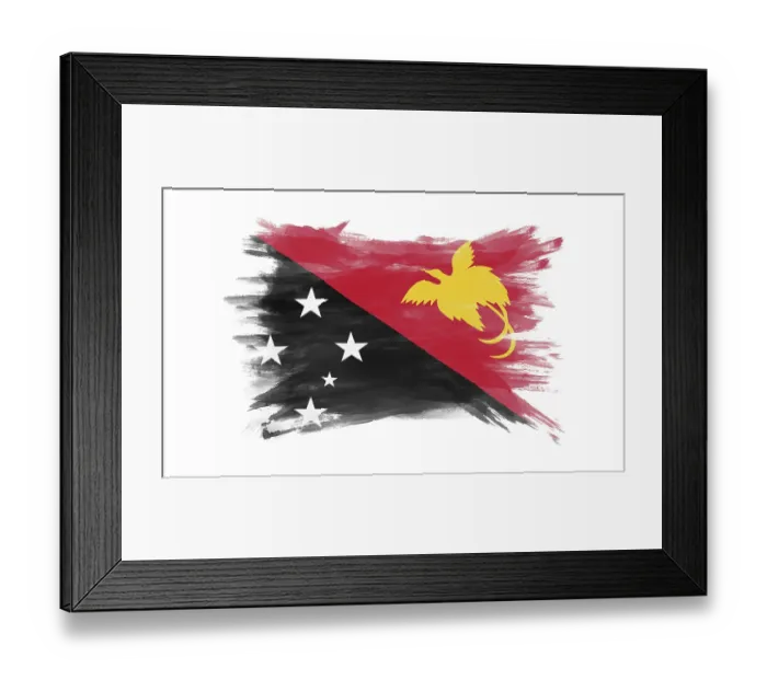 Framed Print : Papua New Guinea flag brush stroke