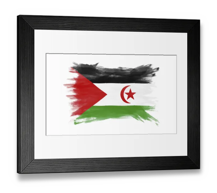 Framed Print : Sahrawi Arab Democratic Republic flag brush stroke