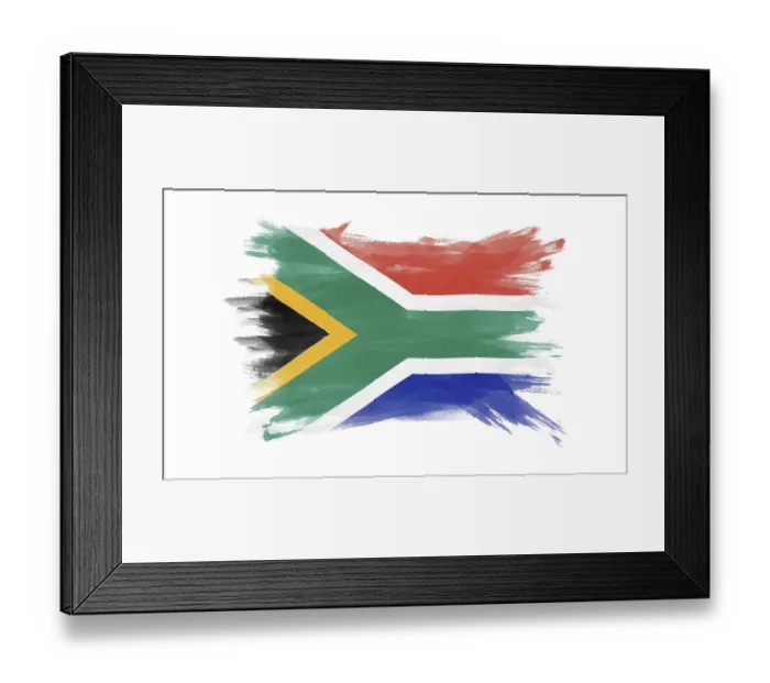 Framed Print : South Africa flag brush stroke