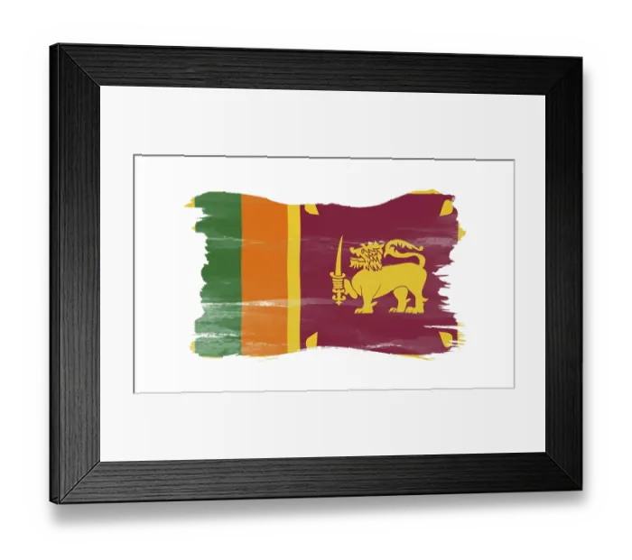 Framed Print : Sri Lanka flag brush stroke, national flag on white background Framed Print : Sri Lanka flag brush stroke, national flag on white background