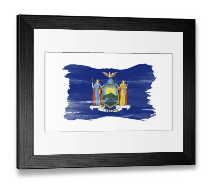 Framed Print : New York state flag brush stroke