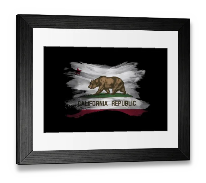 Framed Print : Grunge California state flag, California flag background grunge texture
