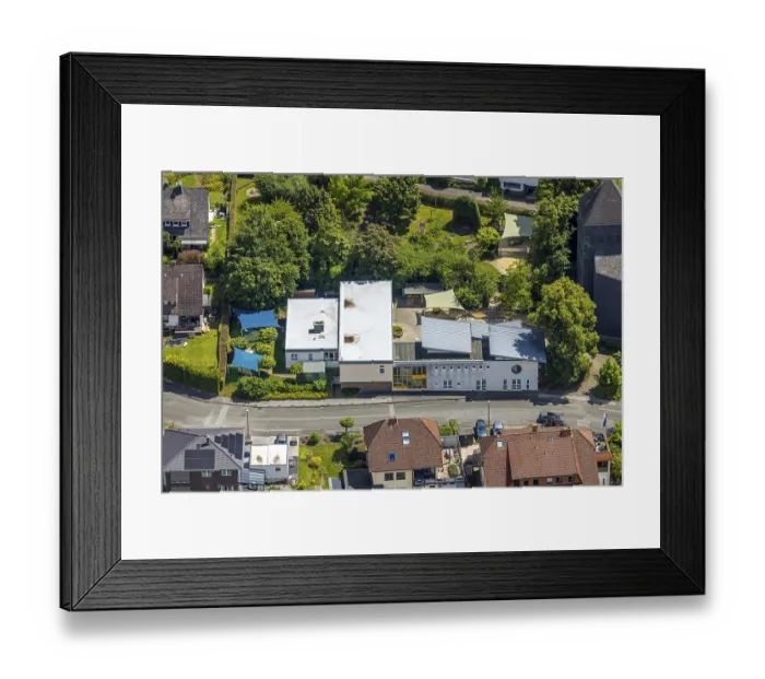 Framed Print : Aerial view, Catholic Kindergarten Heilig Kreuz Kreuzkirchweg Framed Print : Aerial view, Catholic Kindergarten Heilig Kreuz Kreuzkirchweg