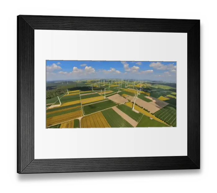 Framed Print : Aerial view, wind park and wind farm