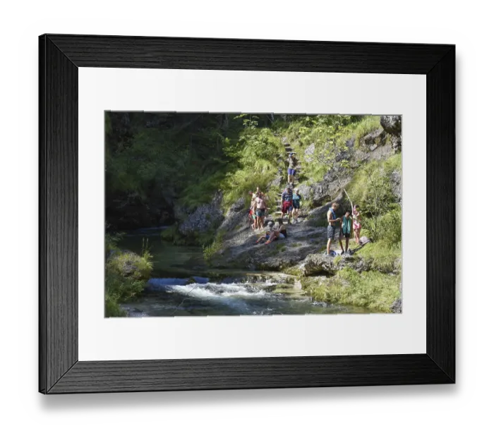 Framed Print : Tourists swimming in the WeiBbach Gorge in the Chiemgau Alps Framed Print : Tourists swimming in the WeiBbach Gorge in the Chiemgau Alps