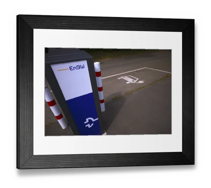 Framed Print : Car park with EnBW charging station for electric cars