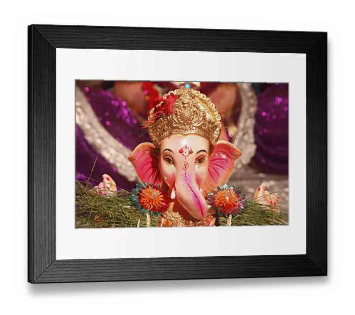 Framed Print : Indian festival Ganesh chaturthi celebration clay idol of ganpati elephant headed god Framed Print : Indian festival Ganesh chaturthi celebration clay idol of ganpati elephant headed god