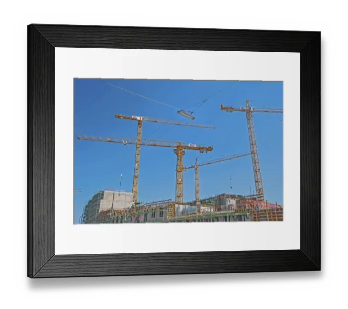 Framed Print : Cranes at large construction site Framed Print : Cranes at large construction site