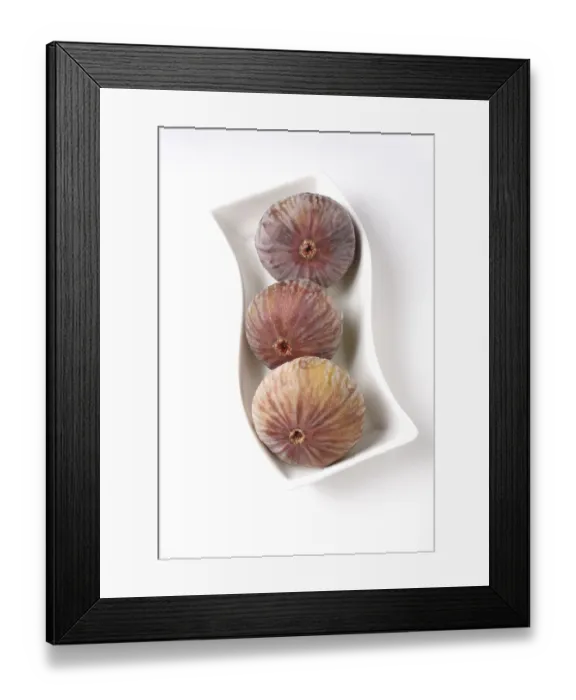 Framed Print : Fruit, Figs kept ins shape white plate Ficus Carica Anjir on white background