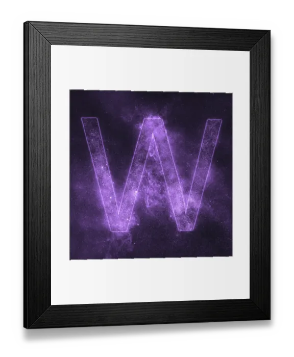 Framed Print : Letter W alphabet symbol. Space Letter Framed Print : Letter W alphabet symbol. Space Letter