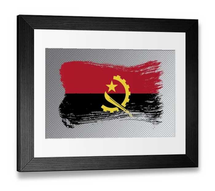 Framed Print : Angola flag brush stroke, national flag on transparent background Framed Print : Angola flag brush stroke, national flag on transparent background