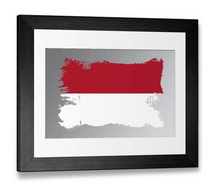 Framed Print : Indonesia flag brush stroke, national flag on transparent background Framed Print : Indonesia flag brush stroke, national flag on transparent background