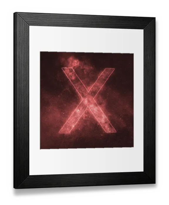 Framed Print : Letter X alphabet symbol. Space Letter
