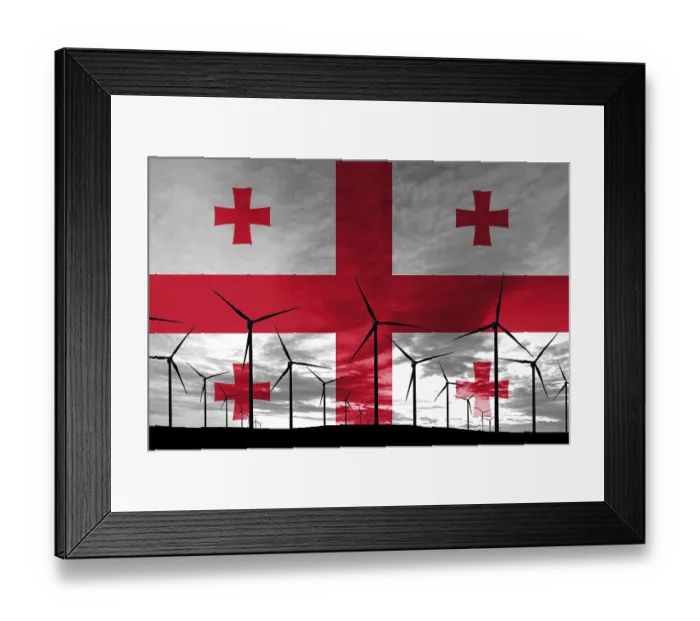 Framed Print : Georgia flag wind farm at sunset Framed Print : Georgia flag wind farm at sunset