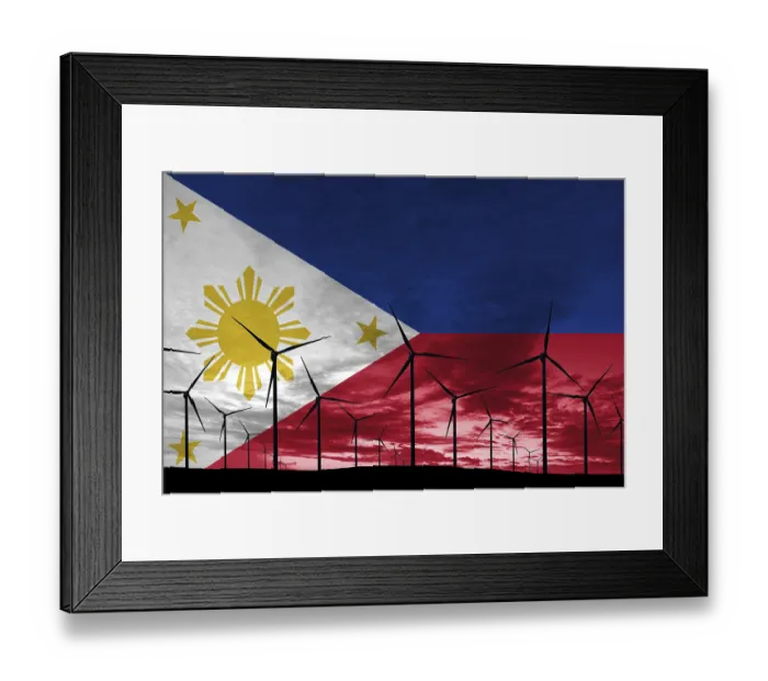 Framed Print : Philippines flag wind farm at sunset Framed Print : Philippines flag wind farm at sunset