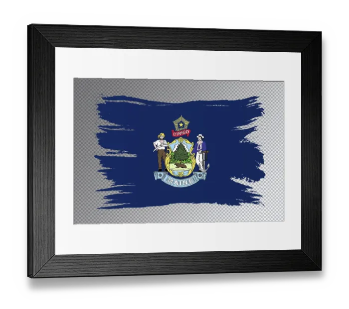 Framed Print : Maine state flag, Maine flag transparent background