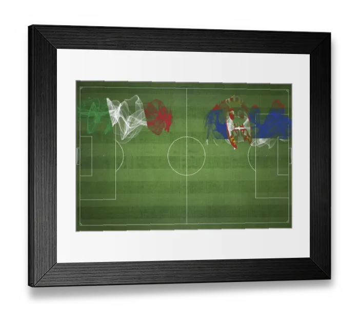 Framed Print : Italy vs Serbia Soccer Match, national colors